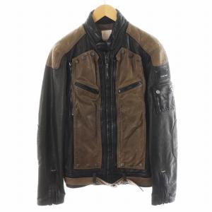 ライダースジャケット シングル 羊革 ラムレザー M 黒 ブラック 茶 ブラウン /AN41