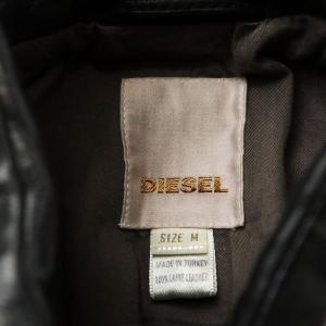 DIESEL ライダースジャケット シングル 羊革 ラムレザー M 黒 ブラック 茶 ブラウン /AN41