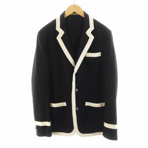 テーラードジャケット シングル ウール カシミヤ混 バイカラー 38R 黒 ブラック 白 ホワイト 7289158SCLJ