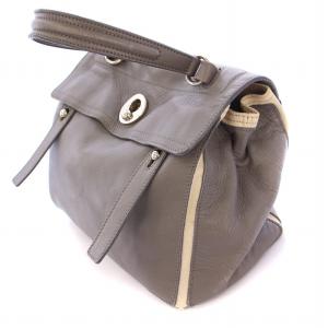 YVES SAINT LAURENT ミューズトゥ ハンドバッグ レザー バイカラー グレー ベージュ 229680 /BB OH