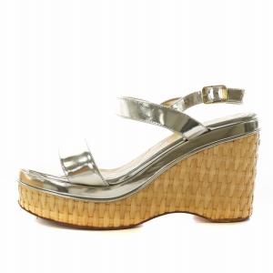 CHANEL ココマーク サンダル ストラップ ウェッジソール 37 シルバー色