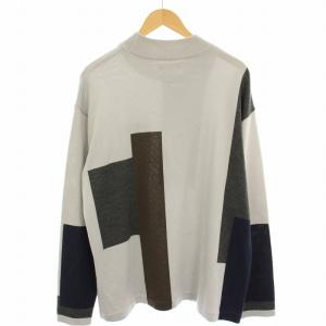 UNITED TOKYO UNITEDTOKYO カラーブロックモックネックニット セーター ウール 総柄 長袖 2 グレー 紺 ネイビー 茶 ブラウン