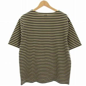 BATONER × SHIPS カットソー Tシャツ ボートネック 半袖 ボーダー 2 グレー ベージュ BN-22SM-070