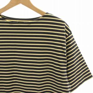 BATONER × SHIPS カットソー Tシャツ ボートネック 半袖 ボーダー 2 グレー ベージュ BN-22SM-070