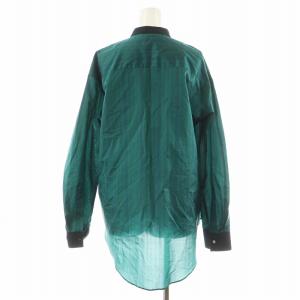 6 ROKU BEAUTY&YOUTH シャツ ブラウス 長袖 ストライプ柄 シルク混 絹 36 黒 ブラック 緑 グリーン 8611-299-0177