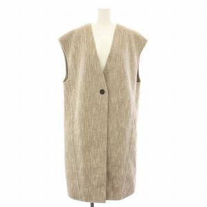 21AW ウールリバーベスト Wool Rever Vest ジレ アウター ロング 前開き 38 ベージュ