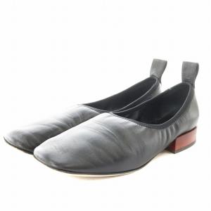 ソフトバレリーナ パンプス ヒール スクエアトゥ レザー 36 黒 ブラック /AN4