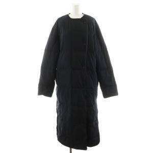 21AW キルティングダウンコート ノーカラー ロング丈 アウター 38 黒 ブラック 12120006