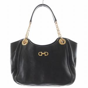 フェラガモ　ヴァラリボン　ハンドバッグ　ワンショルダー　エナメル　黒 Salvatore Ferragamo - サルヴァトーレフェラガモ ヴァラリボン