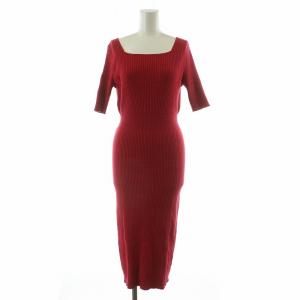 スクエアネックRIBコンビニットワンピース ロング 半袖 38 レッド 031-1147413 /NQ