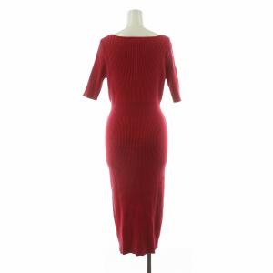 PINKY&DIANNE スクエアネックRIBコンビニットワンピース ロング 半袖 38 レッド 031-1147413 /NQ