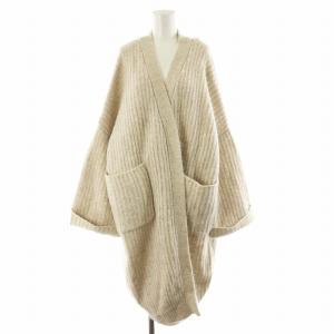 ローゲージニットガウン Lowgauge Knit Gown カーディガン ロング丈 モヘヤ混 38 ベージュ