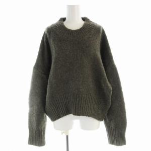 ウールラウンドヘムニット セーター 長袖 アルパカ混 F カーキ 12120521 /EE