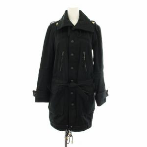 トレンチコート アウター ミドル リボンベルト 38 黒 ブラック 180730 /YT