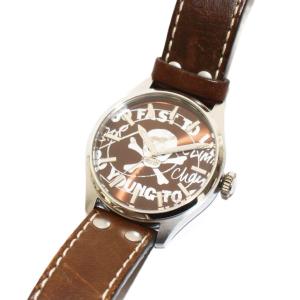 ACCESSORIES 腕時計 クオーツ スカル レザーバンド ブラウン VW-2076