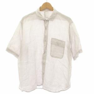 グランパリネンシャツ 半袖 麻 リネン S ライトグレー 4474 /YT
