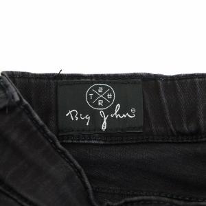 Big John × サート SURT スリムストレッチブラックデニムパンツ ジーンズ ダメージ加工 星 スター XL 黒