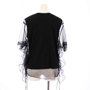 Adam et Rope' 24SS ギャザーチュールトップスデザインTシャツ カットソー 半袖 F 黒 GAM-04410-A /TK