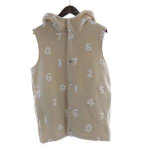 deporate 京型友禅 スーパー100'sウール BIKEフードベスト プリント S ベージュ 白