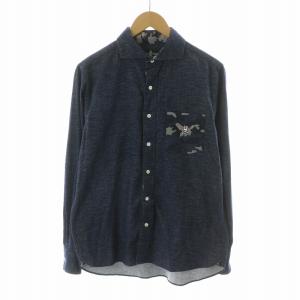 デニムシャツ カモフラ 迷彩 長袖 L ネイビー PB-KW-83880 /NQ