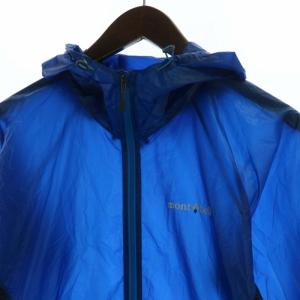 mont-bell EXライト ウインドパーカ フーディー ロゴ プリント 長袖 XS 青 ブルー 1103239 /RO