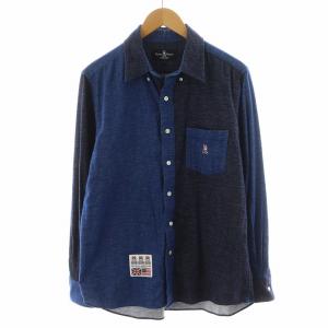 シャツ 長袖 ロゴ 刺繍 L 紺 ネイビー 青 ブルー PB-KW-85065 /AN50