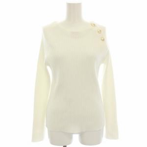 サイドボタンリブニット セーター 長袖 2 白 ホワイト 45157070 /HN