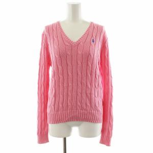 ケーブルニット セーター 長袖 ロゴ刺繍 M ピンク 211580008010 /AN20