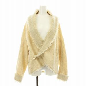 BADOU-R  ニットジャケット フリンジ ウール ベージュ /KU