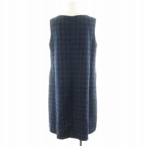 45R ワンピース ひざ丈 ノースリーブ ツイード 3 紺 ネイビー /AN37