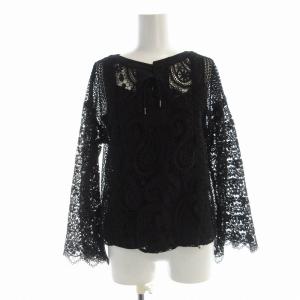 シャツ ブラウス 長袖 総レース インナー付き 36 黒 ブラック 19341086-0 /EE