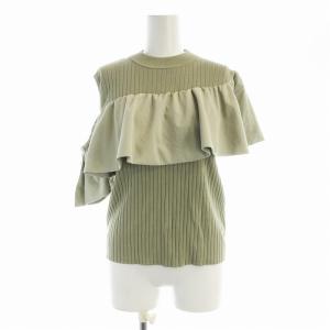 ニット セーター リブ 半袖 オフショルダー フリル 36 カーキ 0322243084-00 /EE