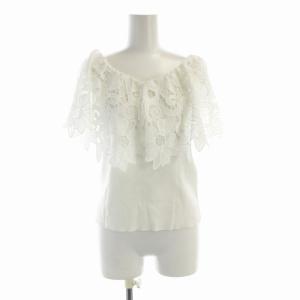 カットワークカラートップ カットソー ノースリーブ フリル レース 36 白 ホワイト 0322243082