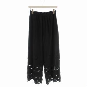 ワイドパンツ ストレート 花柄 レース 36 黒 ブラック 0120211002-00 /EE