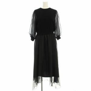 セットアップ 03211-39184 ニット カットソー シースルー ロング スカート 36 黒 ブラック