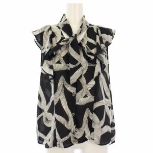 Grace Class 19AW セットアップ リボンプリントボウタイノースリーブ フレアパンツ 総柄 38 黒 白 /TK