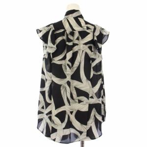 Grace Class 19AW セットアップ リボンプリントボウタイノースリーブ フレアパンツ 総柄 38 黒 白 /TK