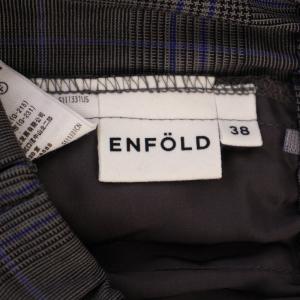ENFOLD グレンチェックワイドパンツ イージーパンツ ウール 38 グレー 300BA631-1840 /BM