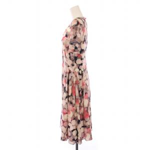 kate spade new york ワンピース ひざ丈 半袖 総柄 シルク 4-A ピンク NJMU2998A /BM