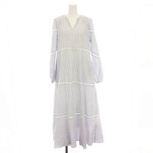 ワンピース ロング ストライプ 長袖 M 白 青 010401128ST /YM