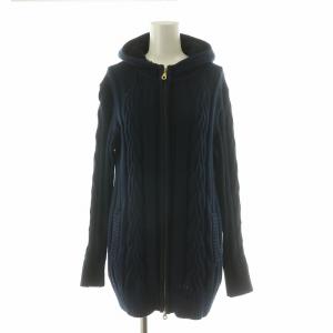 ケーブルニットパーカー ジップアップジャケット フーディー 長袖 38 ネイビー /NQ