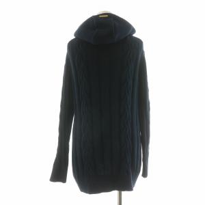 BURBERRY BLUE LABEL ケーブルニットパーカー ジップアップジャケット フーディー 長袖 38 ネイビー /NQ