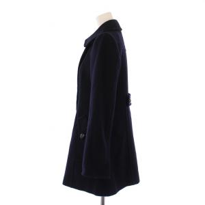 BURBERRY BLUE LABEL ステンカラーコート ミドル丈 裏地チェック柄 ウール 34 紺 E1B01-878-29 /BM