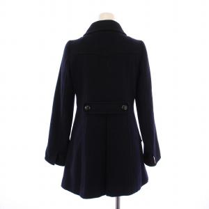 BURBERRY BLUE LABEL ステンカラーコート ミドル丈 裏地チェック柄 ウール 34 紺 E1B01-878-29 /BM