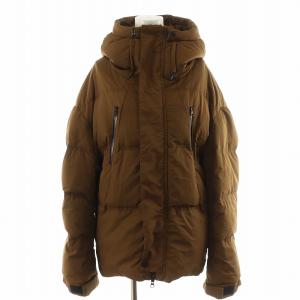 Hoodie Down Jacket ダウンジャケット フード ナイロン アウター 38 茶 ブラウン