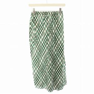 christian wijnants ダイアゴナルチェックスカート ロング フレア イージー 絹 シルク 34 緑 グリーン 白 ホワイト WP05415SELINT