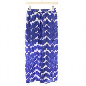 christian wijnants スカート ロング フレア 総柄 プリント 絹 シルク 34 青 ブルー 白 ホワイト WRQ6403SAJKA