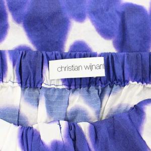christian wijnants スカート ロング フレア 総柄 プリント 絹 シルク 34 青 ブルー 白 ホワイト WRQ6403SAJKA