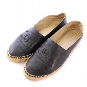 スリッポン ココマーク エスパドリーユ 37 ブラック