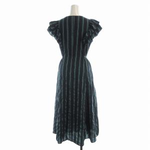 JUSGLITTY ワンピース ロング ストライプ インナー付き ノースリーブ フリル 2 紺 ネイビー 41265661